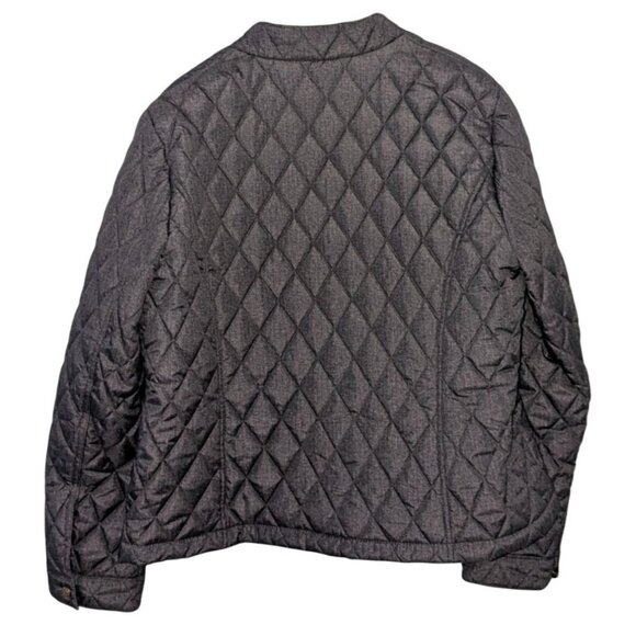 Tommy Hilfiger Womens Medium Quilted Jacket Gold Snap Buttons Zipper Gray - Picture 2 of 16